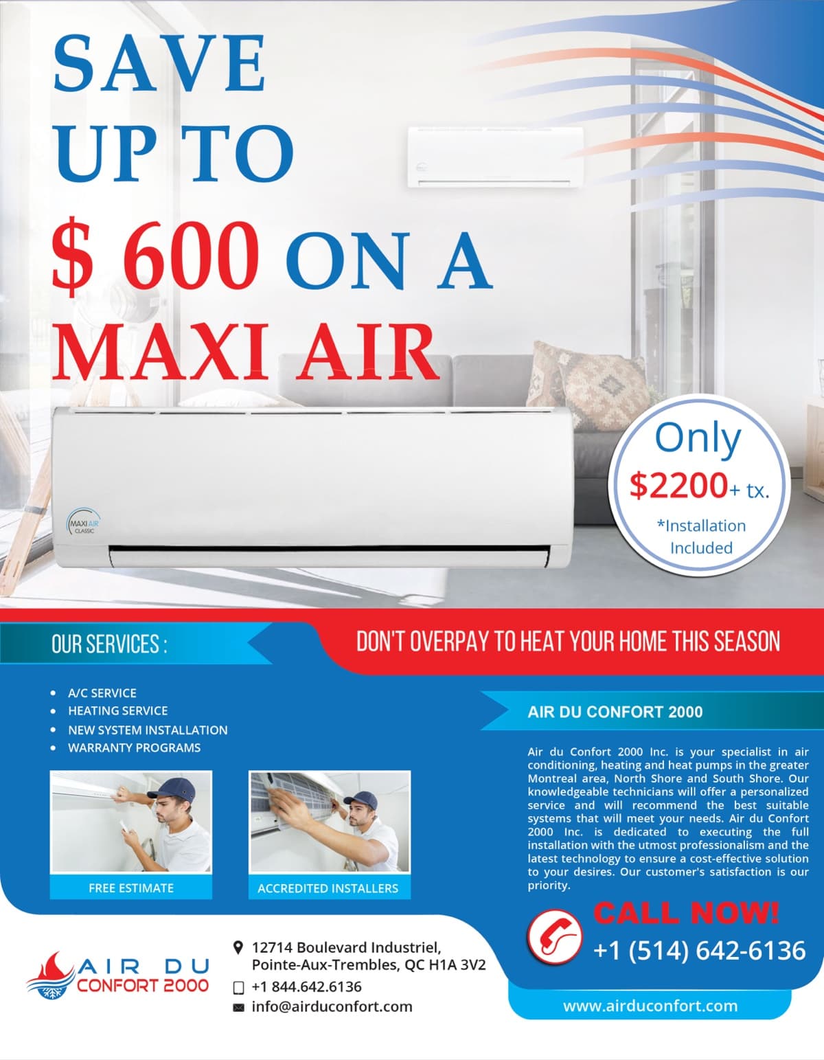 Air du Confort 2000 promotional flyer
