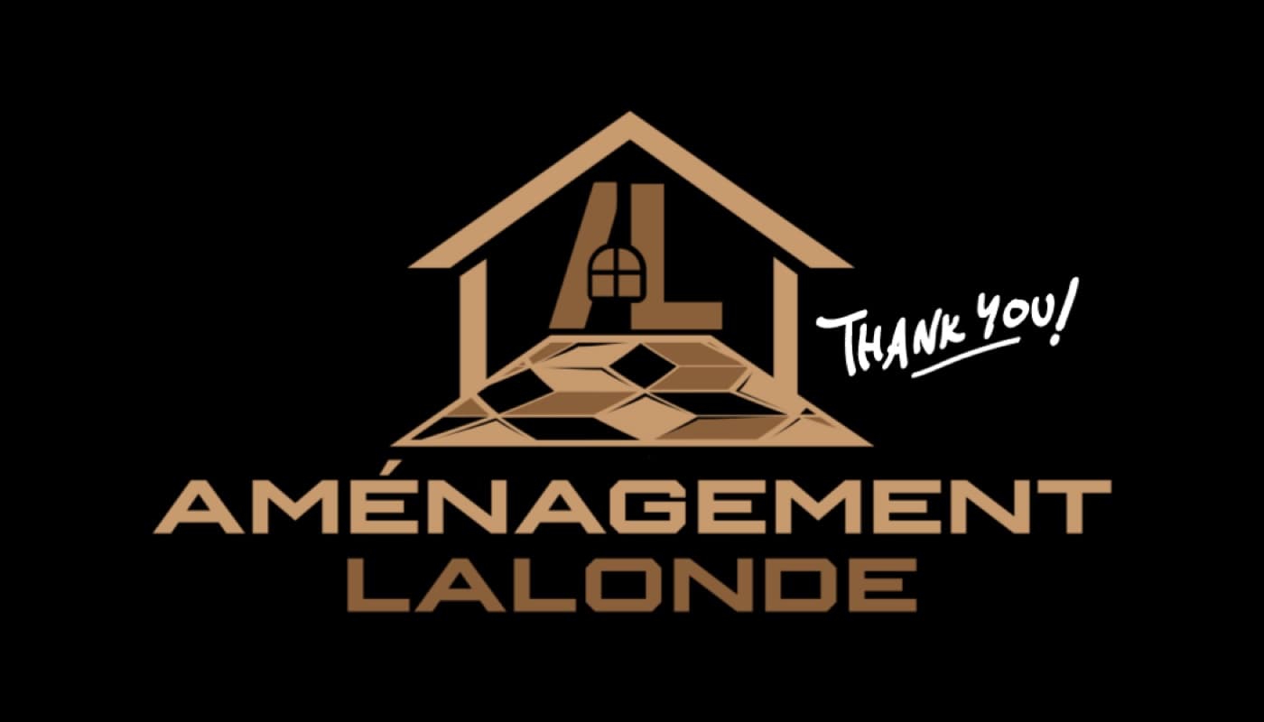 Aménagement Lalonde primary logo — house mark + AL monogram + stone-paving motif