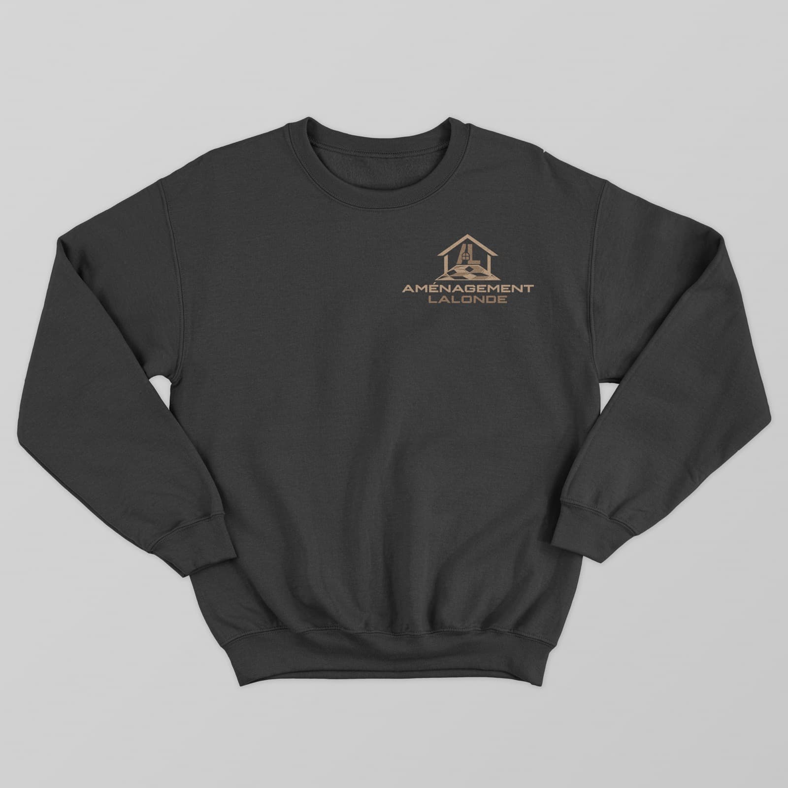 Branded crewneck, front, chest logo