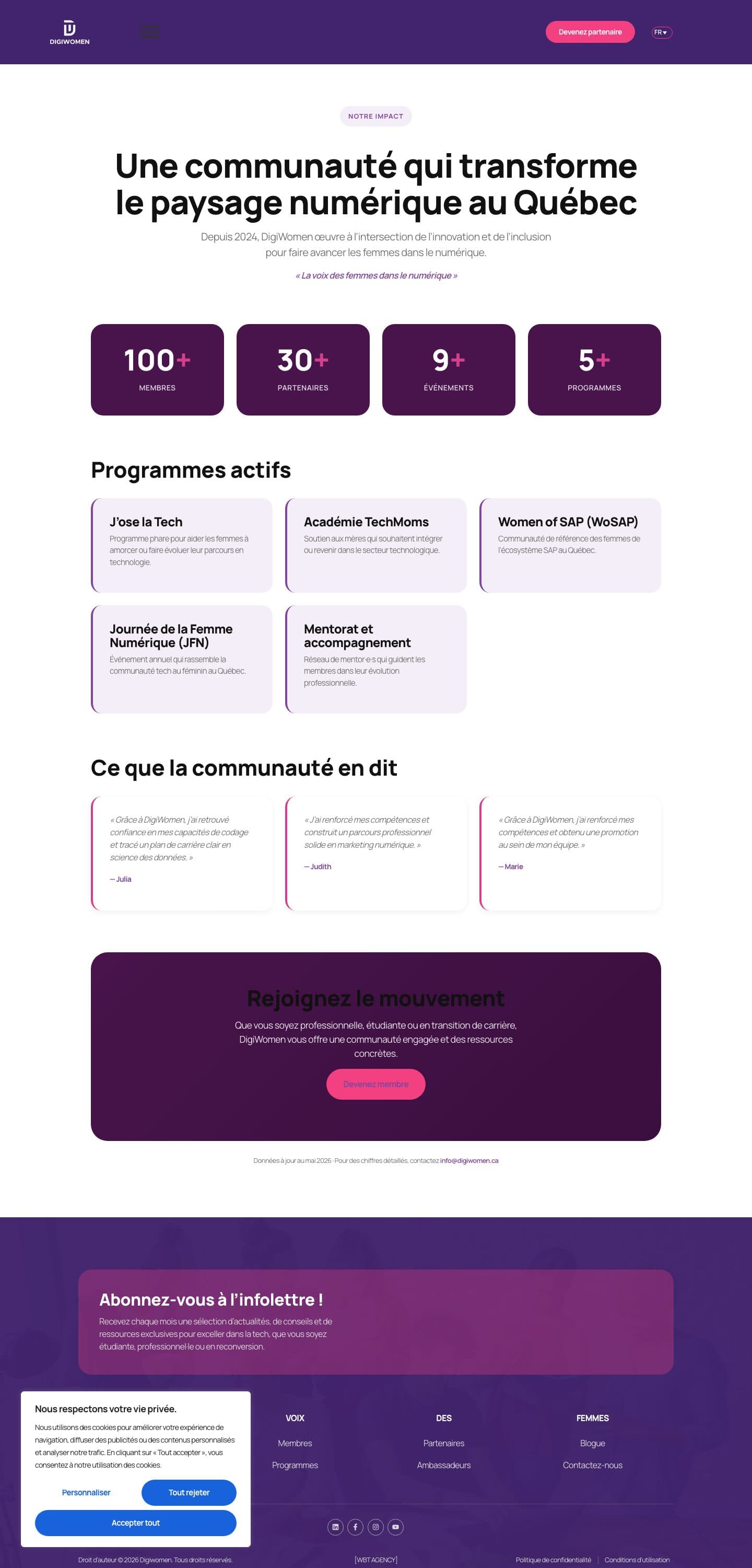 DigiWomen Notre Impact page
