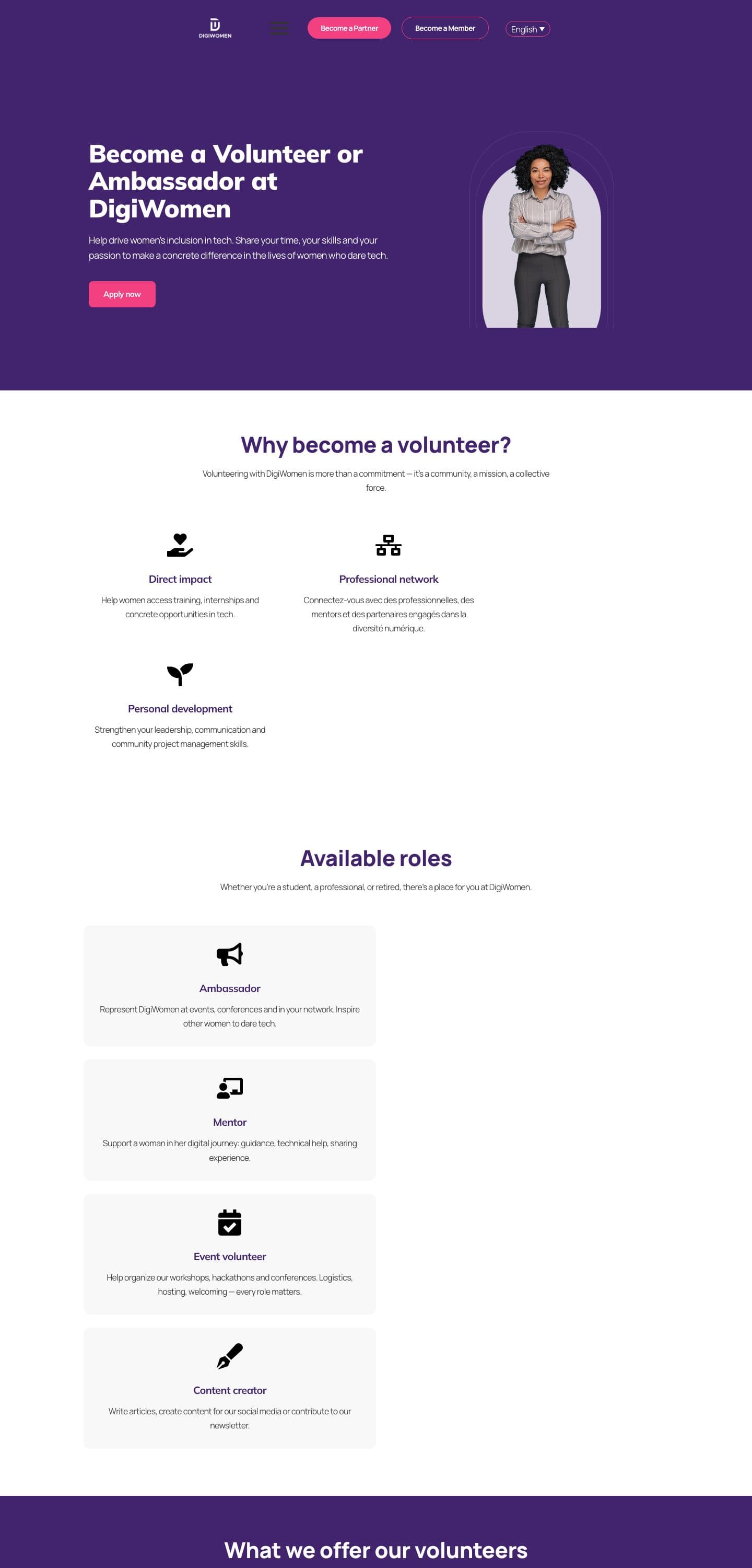 DigiWomen Volunteer page