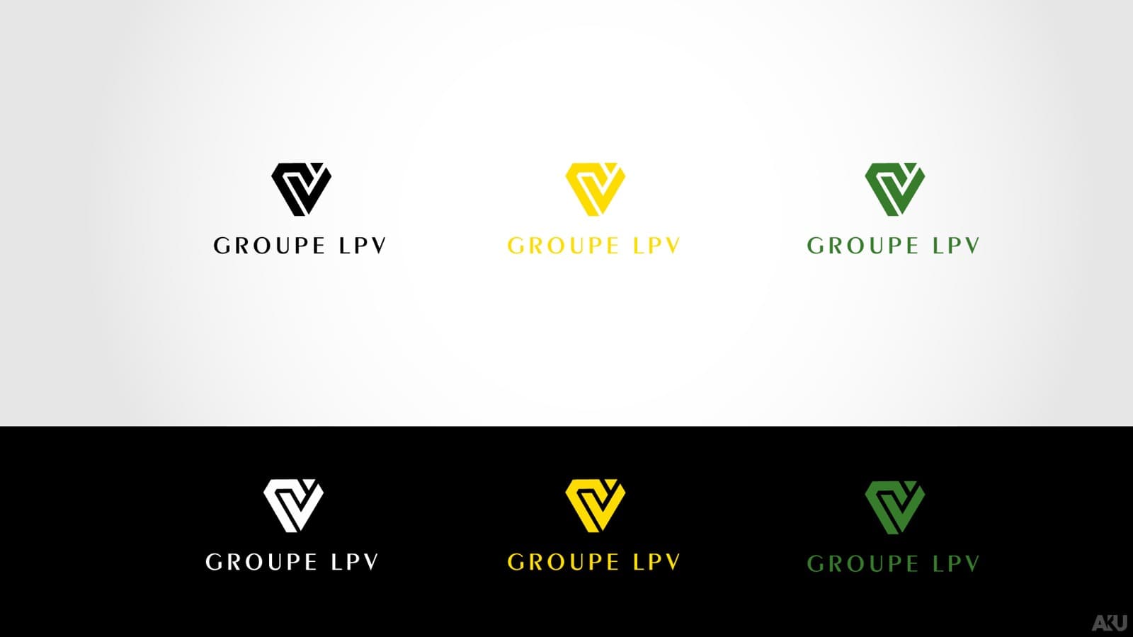 Groupe LPV logo — black, gold, and green color variants