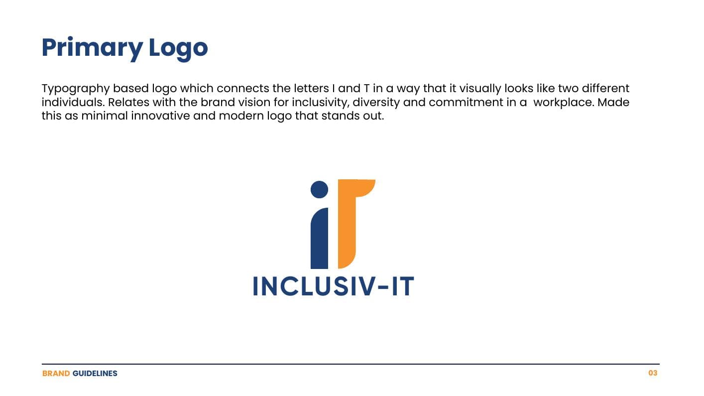 Inclusiv-IT brand guideline — primary logo construction and rationale