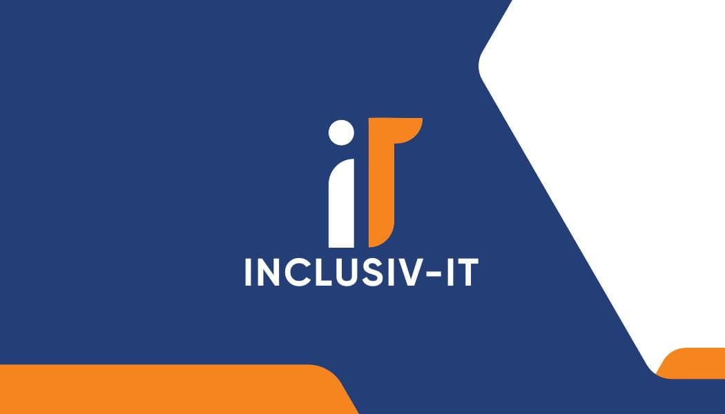 Inclusiv-IT business card design, navy colorway — front