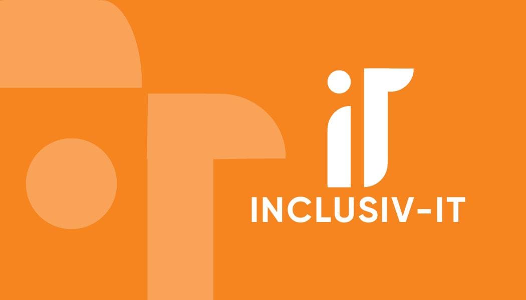 Inclusiv-IT business card design, orange colorway — front