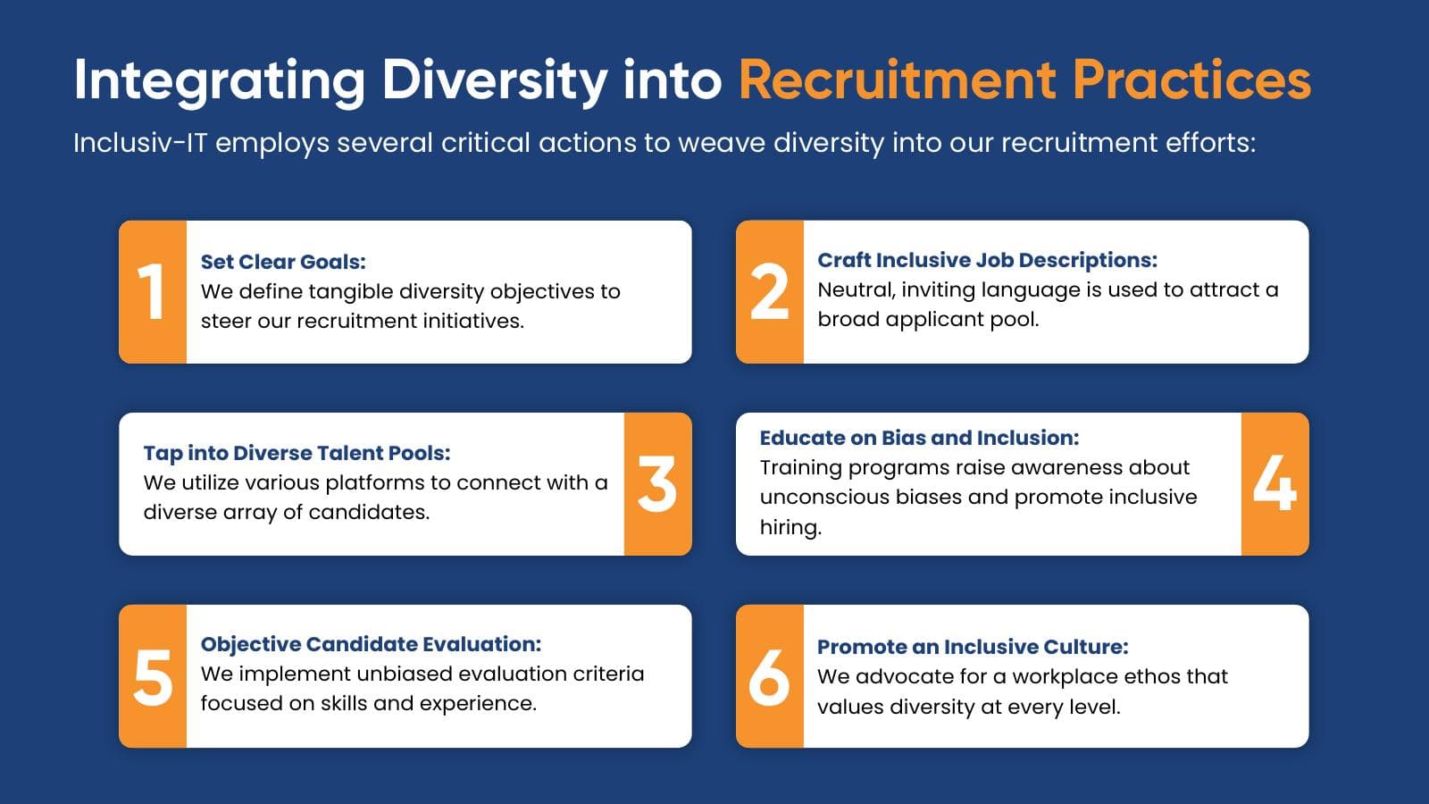 Inclusiv-IT presentation — Integrating Diversity into Recruitment Practices slide