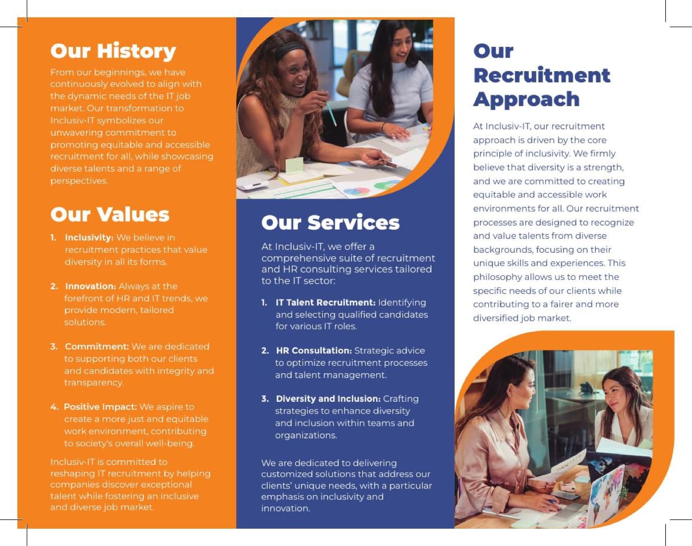 Inclusiv-IT trifold brochure, inside spread
