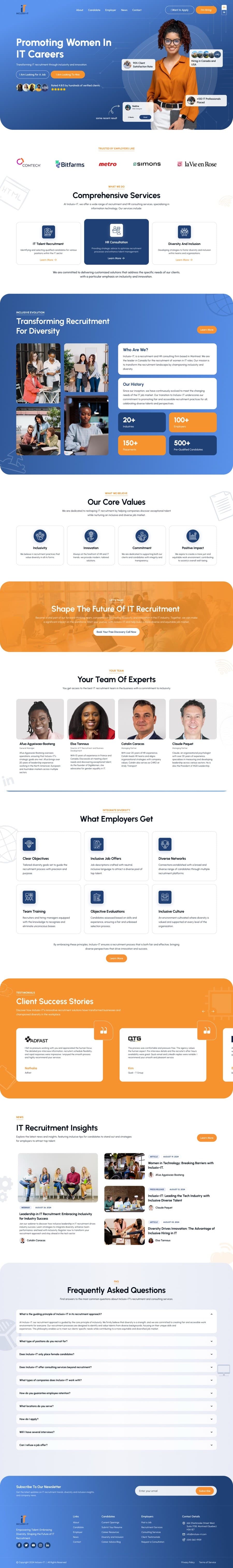 Inclusiv-IT website homepage — full page, IT recruitment agency