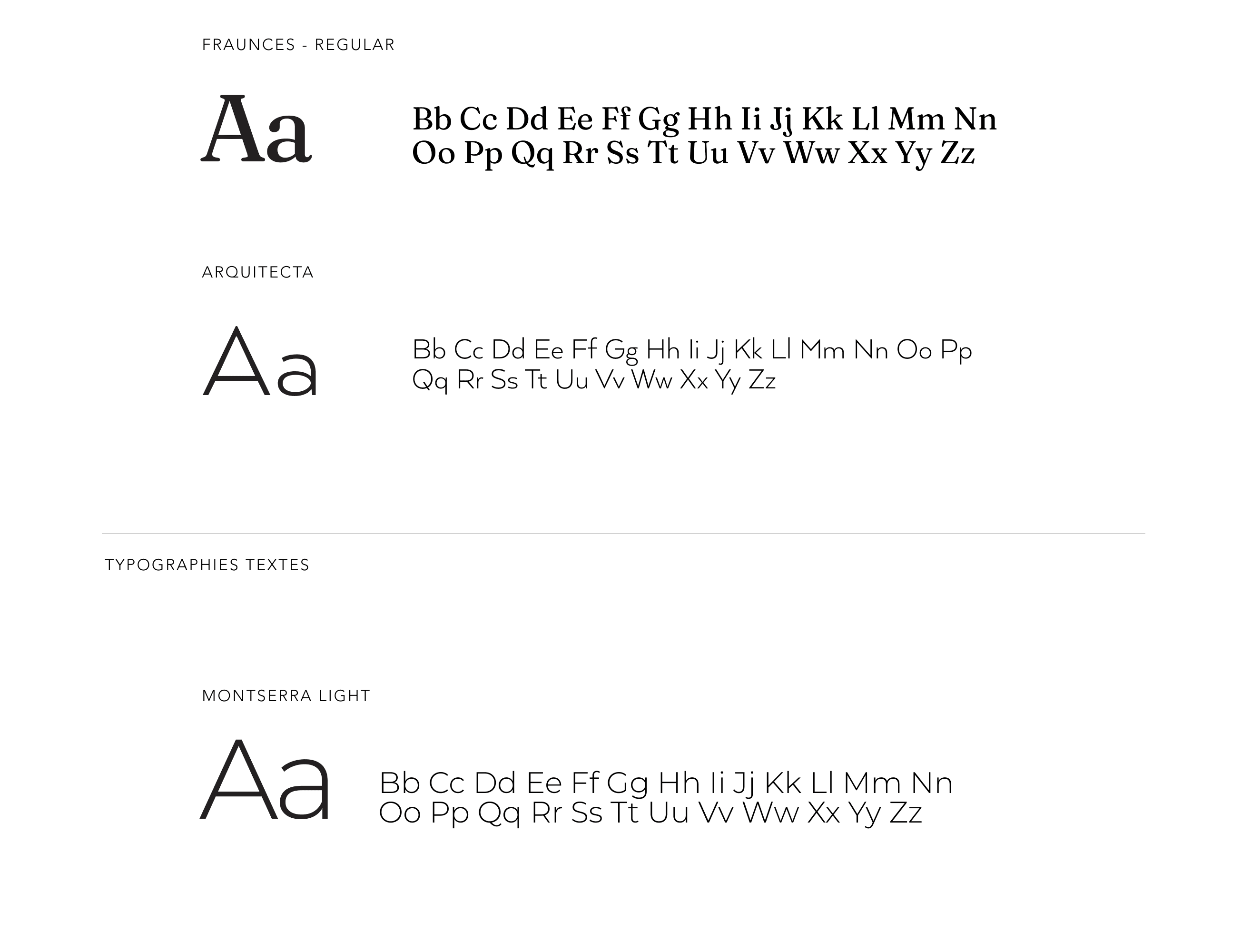 L'ADRS brand guideline — Fraunces and Arquitecta logo typefaces, Montserrat for body text
