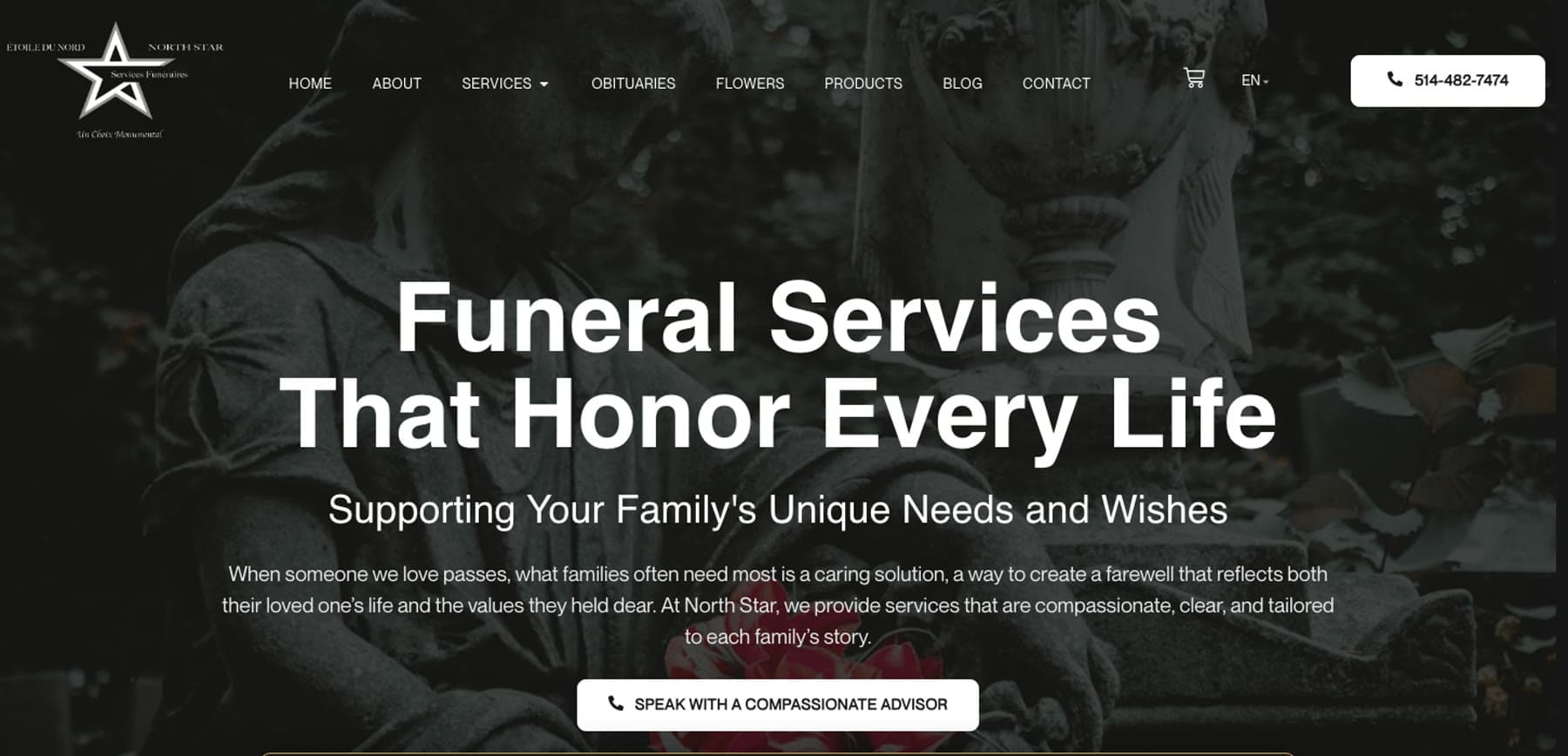 North Star Funeral Services — services page