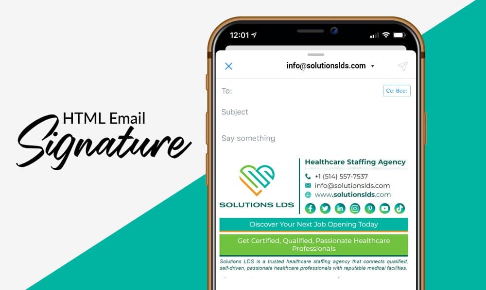 Solutions LDS HTML email signature — Healthcare Staffing Agency, Trusted
